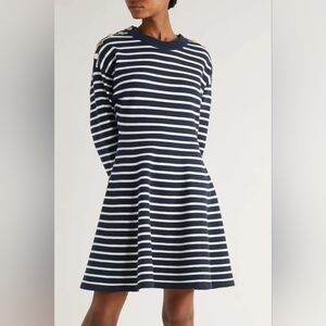 ALEXANDER MCQUEEN Striped Long Sleeve Wool Blend Knit Mini Dress XS Org $2,190